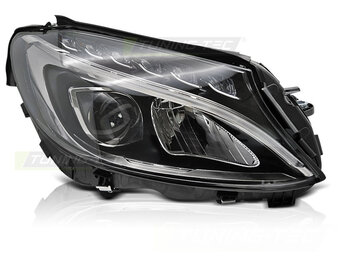 Koplamp rechts LED - voor Mercedes W205 2014-2018 sedan/station - TYC - zwart