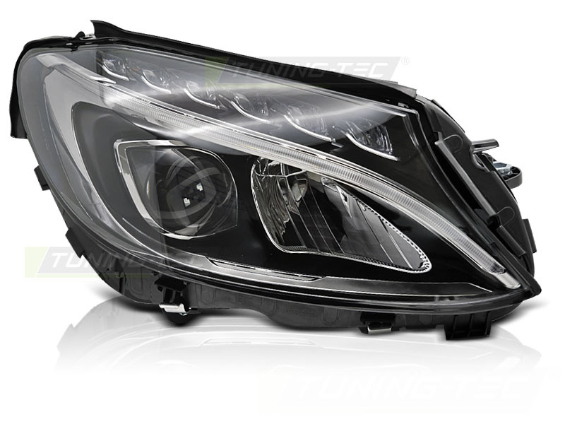 Koplamp rechts LED - voor Mercedes W205 2014-2018 sedan/station - TYC - zwart