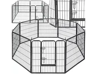 Puppyren - 160x160x80 cm - metaal - hondenkennel - zwart