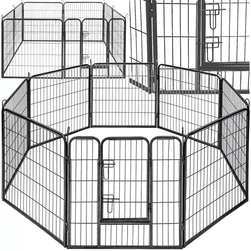 Puppyren - 160x160x80 cm - metaal - hondenkennel - zwart
