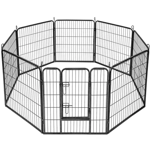 Puppyren - 160x160x80 cm - metaal - hondenkennel - zwart