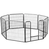 Puppyren - 160x160x80 cm - metaal - hondenkennel - zwart