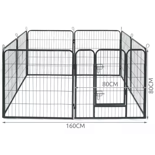 Puppyren - 160x160x80 cm - metaal - hondenkennel - zwart
