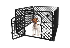Puppyren - 90x90x60 cm - kunststof - hondenkennel - zwart