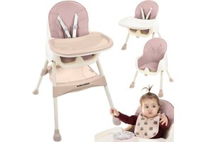 Kinderstoel - meegroei - eetstoel baby - 3-in-1 - roze