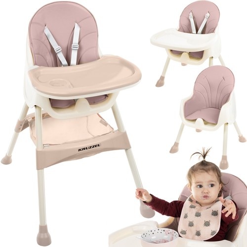 Kinderstoel - meegroei - eetstoel baby - 3-in-1 - roze