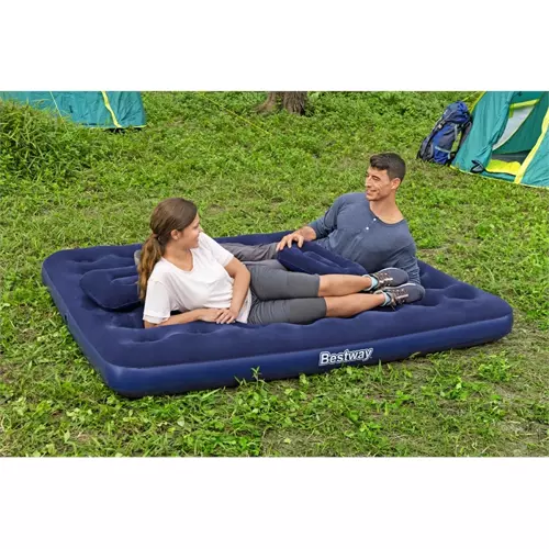 Bestway 2 persoons luchtbed + pomp + kussens - 203x152x22 cm