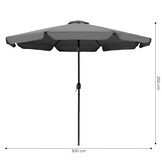 Tuinparasol - grijs - zwengel - kantelbaar - 300x250cm