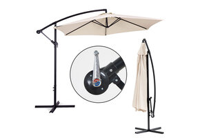 Zweefparasol - beige - opvouwbaar - Ø 3m - 270 cm hoog