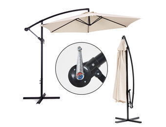 Zweefparasol - beige - opvouwbaar - Ø 3m - 270 cm hoog