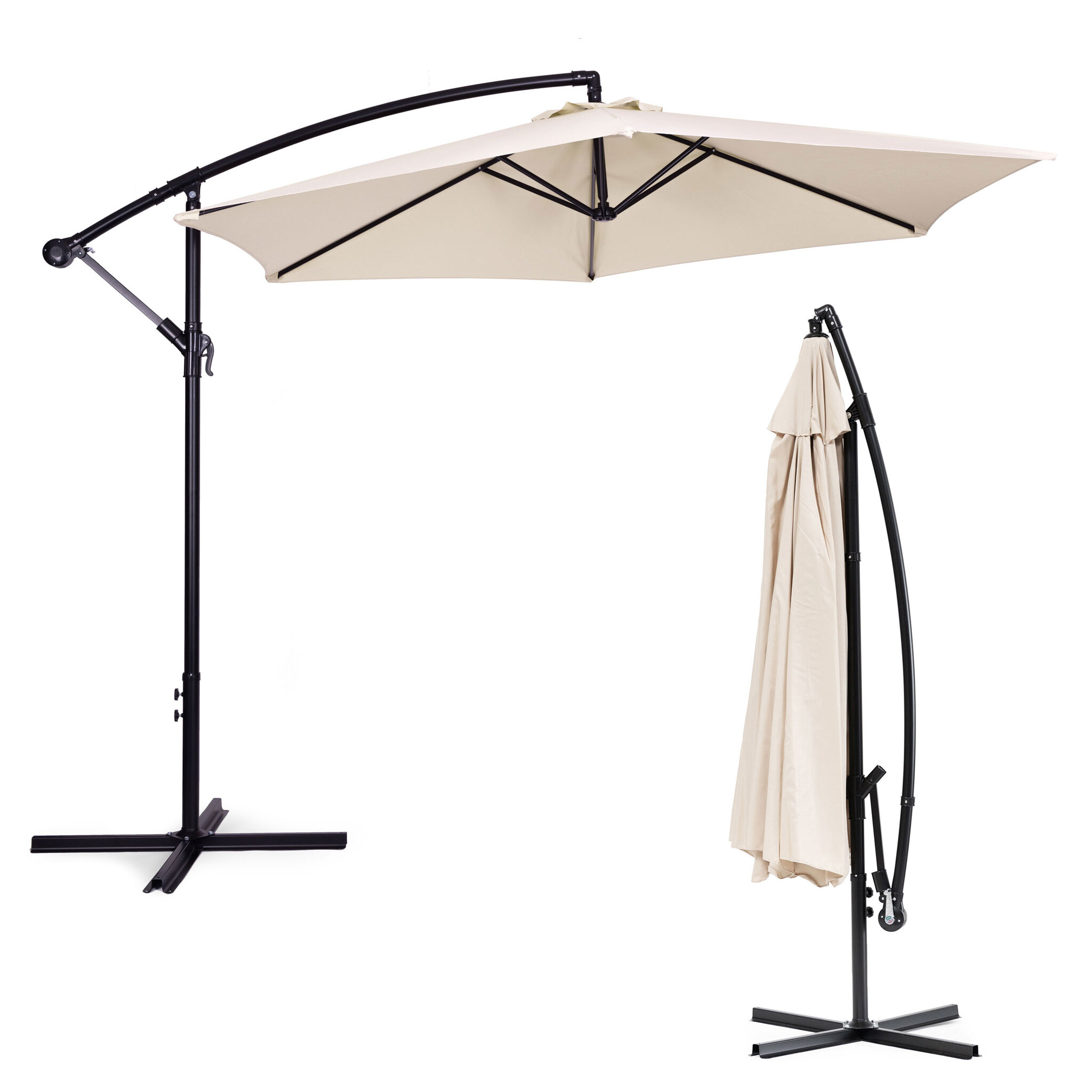 Zweefparasol - beige - opvouwbaar - Ø 3m - 270 cm hoog