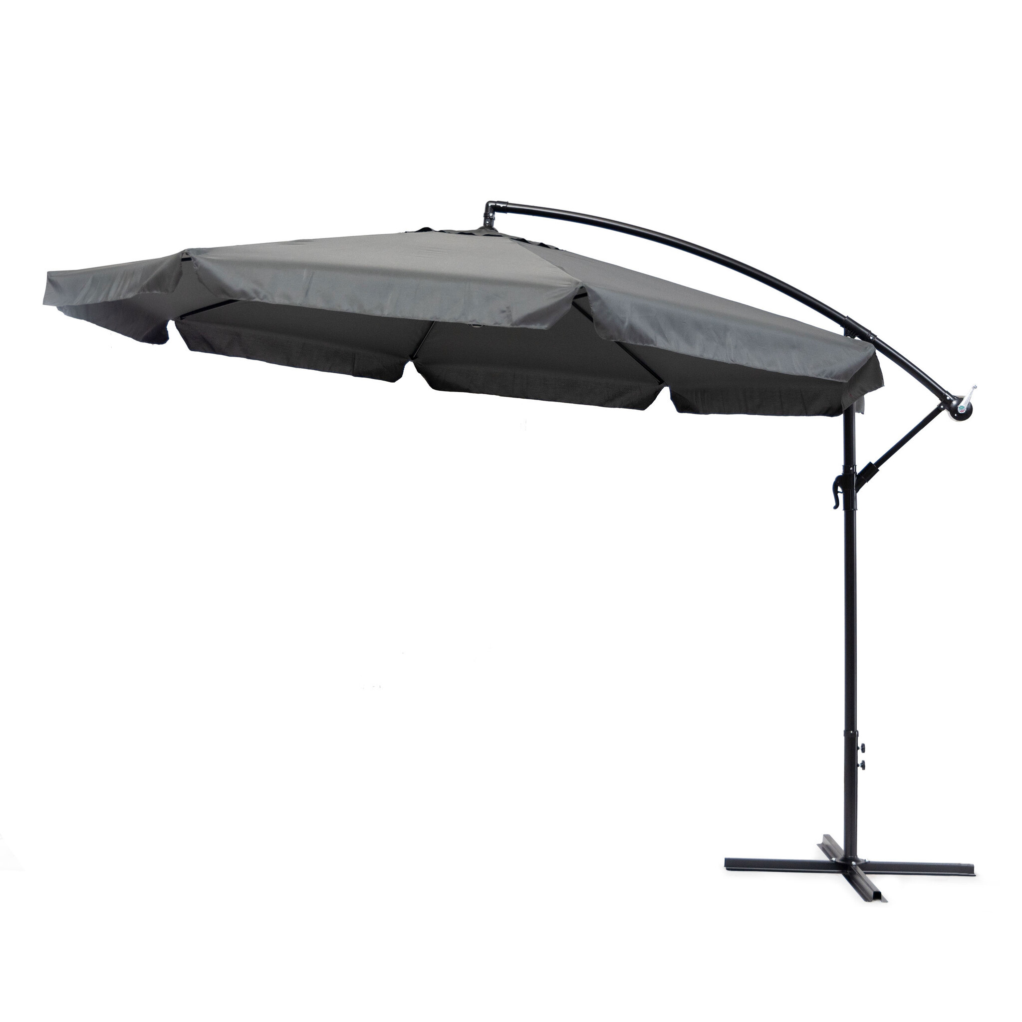 Zweefparasol - grijs- opvouwbaar - Ø 3,5m - 270 cm hoog