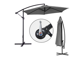 Zweefparasol - grijs- opvouwbaar - Ø 3m - 270 cm hoog