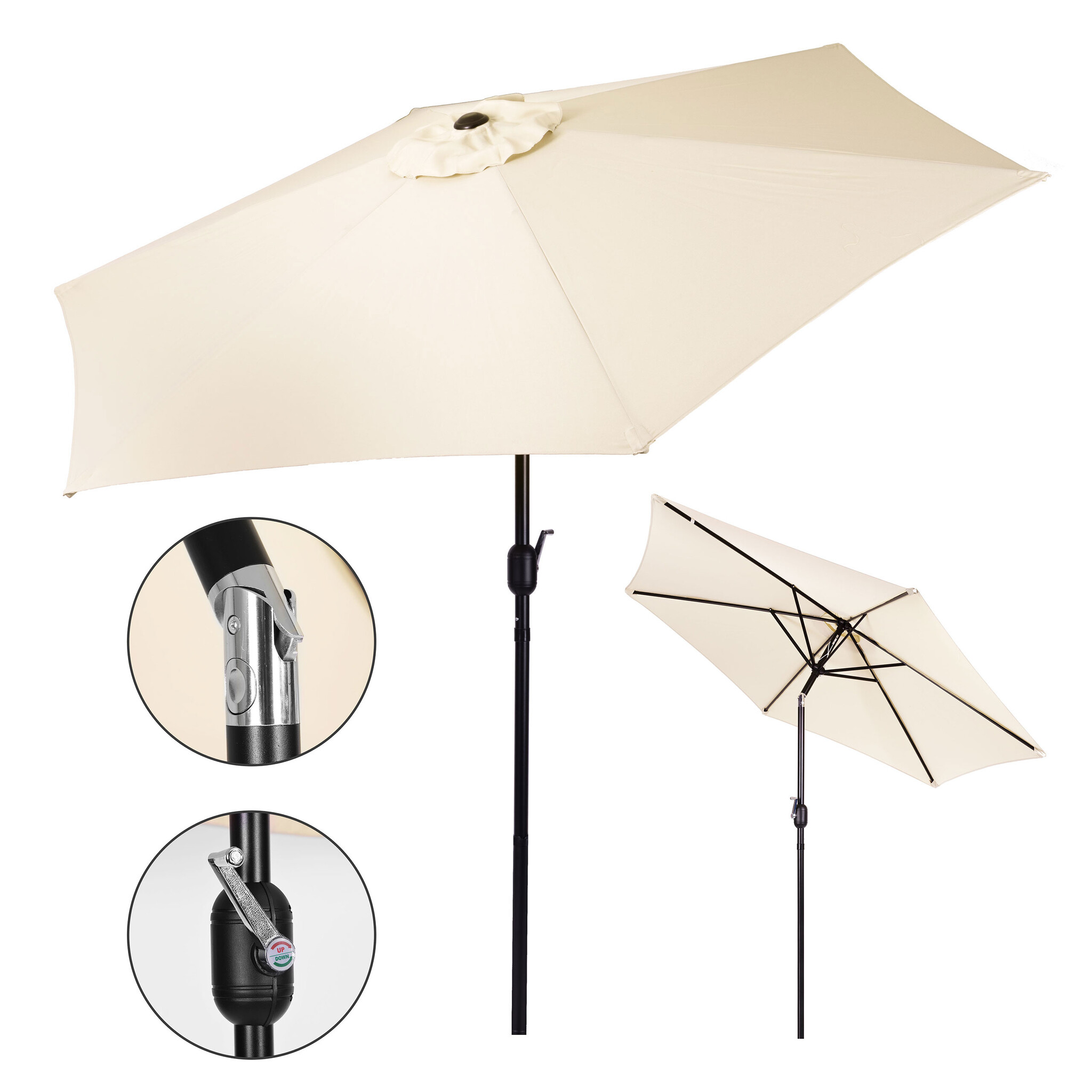 Tuinparasol - beige - zwengel - kantelbaar - 270cm