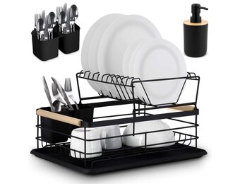 Afdruiprek - tweelaags - zwart - 40x30x25cm