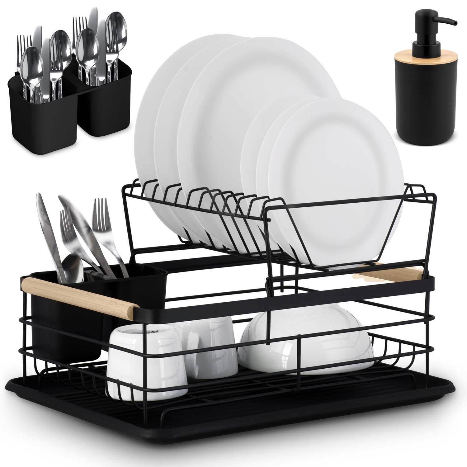 Afdruiprek - tweelaags - zwart - 40x30x25cm