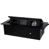 Inbouw stekkerdoos - 230VAC/50Hz - 2 voudig + USB - zwart