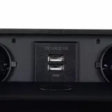 Inbouw stekkerdoos - 230VAC/50Hz - 2 voudig + USB - zwart