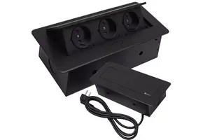Inbouw stekkerdoos - 230VAC/50Hz - 3 voudig - zwart