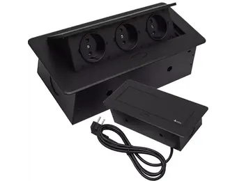 Inbouw stekkerdoos - 230VAC/50Hz - 3 voudig - zwart