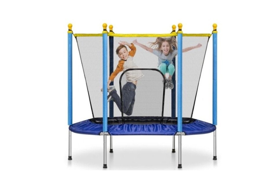 Trampoline met net - Ø 140 cm - tot 45 kg - blauw geel