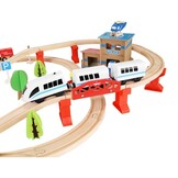 Houten treinbaan - elektrische trein - 89 delig - 90x50x14,5 cm