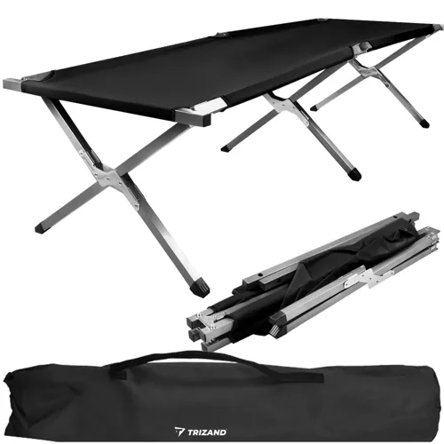 Veldbed - stretcher - max 110 kg - 189 x 70 x 43 cm - zwart