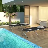 Veldbed - stretcher - max 110 kg - 189 x 70 x 43 cm - zwart