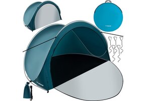 Strandtent - pop up strandtentje - 200x120x110cm - blauw en wit