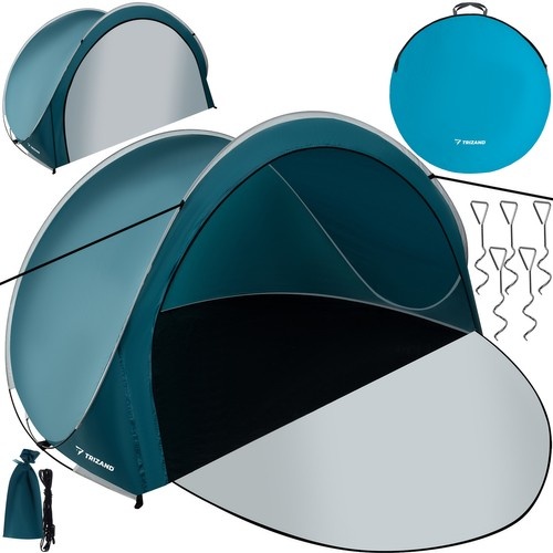 Strandtent - pop up strandtentje - 200x120x110cm - blauw en wit