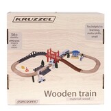 Houten treinbaan - elektrische trein - 37 delig - 85x42x14,5 cm