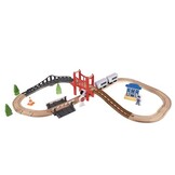 Houten treinbaan - elektrische trein - 37 delig - 85x42x14,5 cm