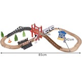 Houten treinbaan - elektrische trein - 37 delig - 85x42x14,5 cm