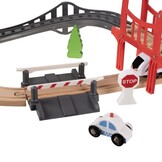 Houten treinbaan - elektrische trein - 37 delig - 85x42x14,5 cm