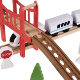 Houten treinbaan - elektrische trein - 37 delig - 85x42x14,5 cm