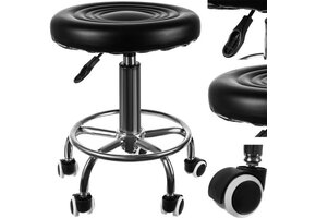 Tabouret - kapperskruk - 43-54 cm - beenondersteuning - zwart