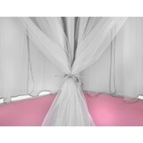 Speeltent - met gordijnen - 123 x 123 x 140 cm - grijs/roze