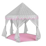 Speeltent - met gordijnen - 123 x 123 x 140 cm - grijs/roze