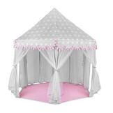 Speeltent - met gordijnen - 123 x 123 x 140 cm - grijs/roze