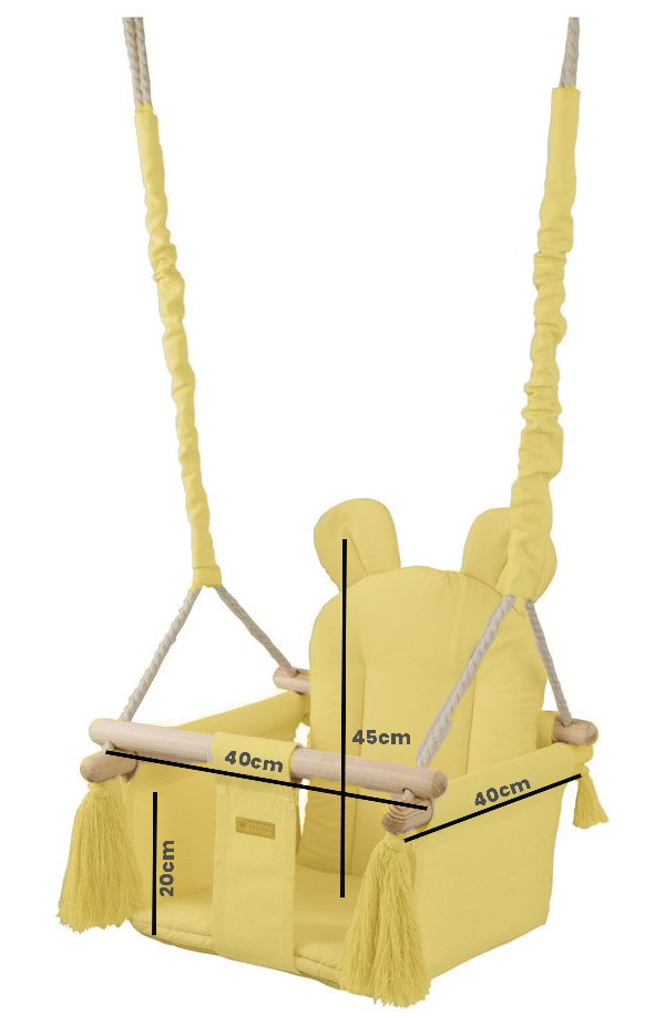 Babyschommel - babyswing - met oren - max. 20 kg - geel
