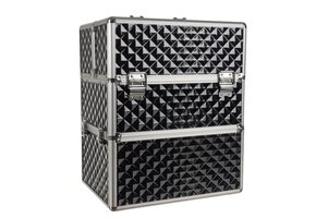 Make up koffer - 42.5 x 35 x 24.5 cm - zwart zilver