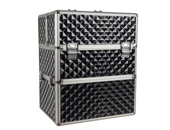 Make up koffer - 42.5 x 35 x 24.5 cm - zwart zilver