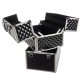 Make up koffer - 42.5 x 35 x 24.5 cm - zwart zilver