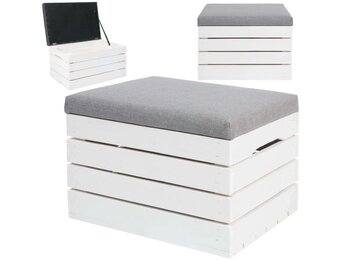 Hocker met opbergruimte - hout - kist - 40x40x45cm