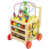 Houten loopwagen - loopkar met educatieve kubus - 50x35x50cm
