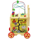 Houten loopwagen - loopkar met educatieve kubus - 50x35x50cm