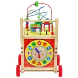 Houten loopwagen - loopkar met educatieve kubus - 50x35x50cm