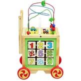 Houten loopwagen - loopkar met educatieve kubus - 50x35x50cm