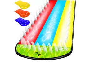 Waterglijbaan - 475x202cm - met 3 luchtbedjes - rood geel blauw