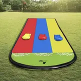 Waterglijbaan - 475x202cm - met 3 luchtbedjes - rood geel blauw